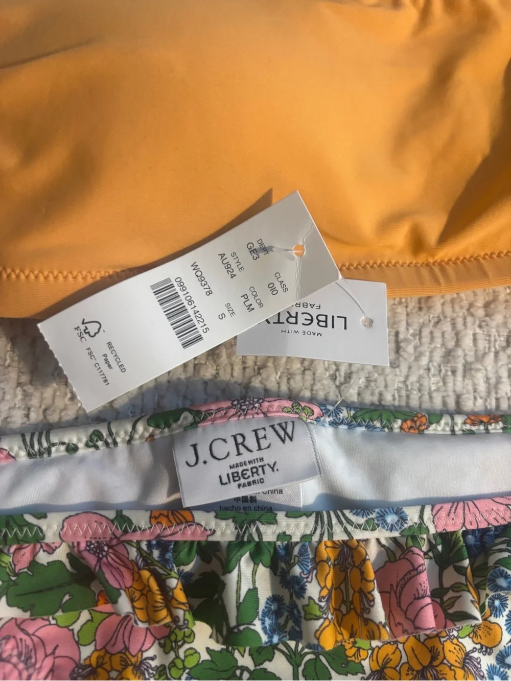 NWT J. Crew Yellow Bandeau with Floral Tie-Side Bikini Bottoms - Picture 8 of 8